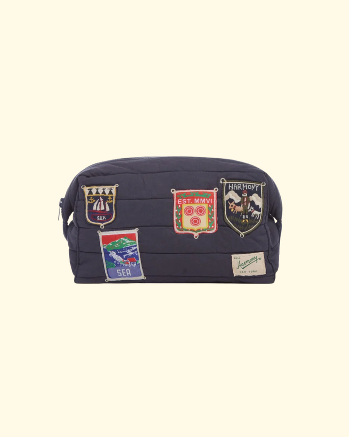 Davis Patchwork Cosmetic Bag | Navy