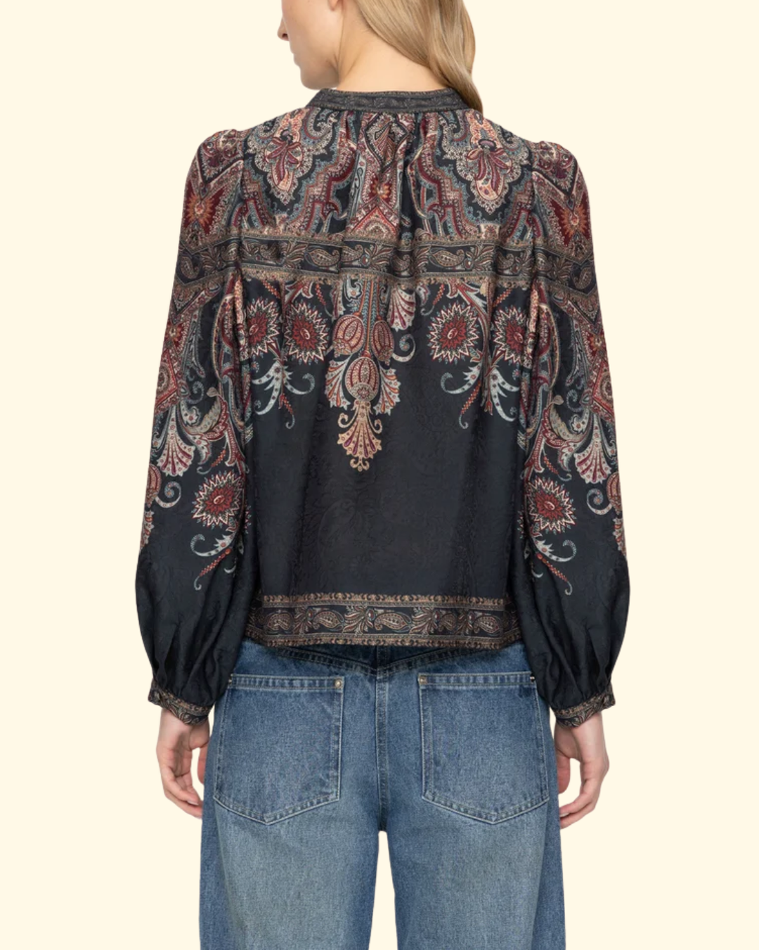 Hyacinth Print L/Slv Top | Navy