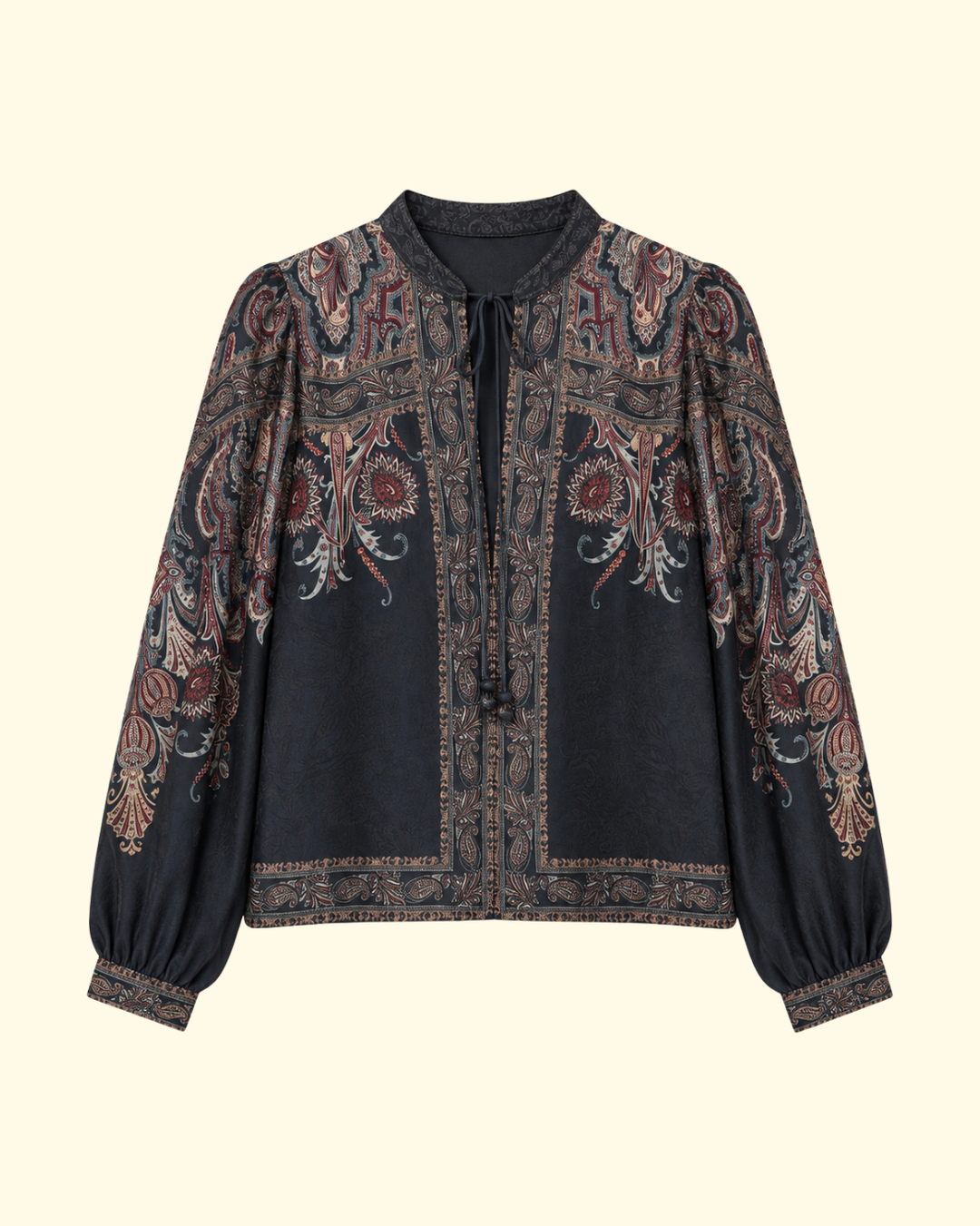 Hyacinth Print L/Slv Top | Navy