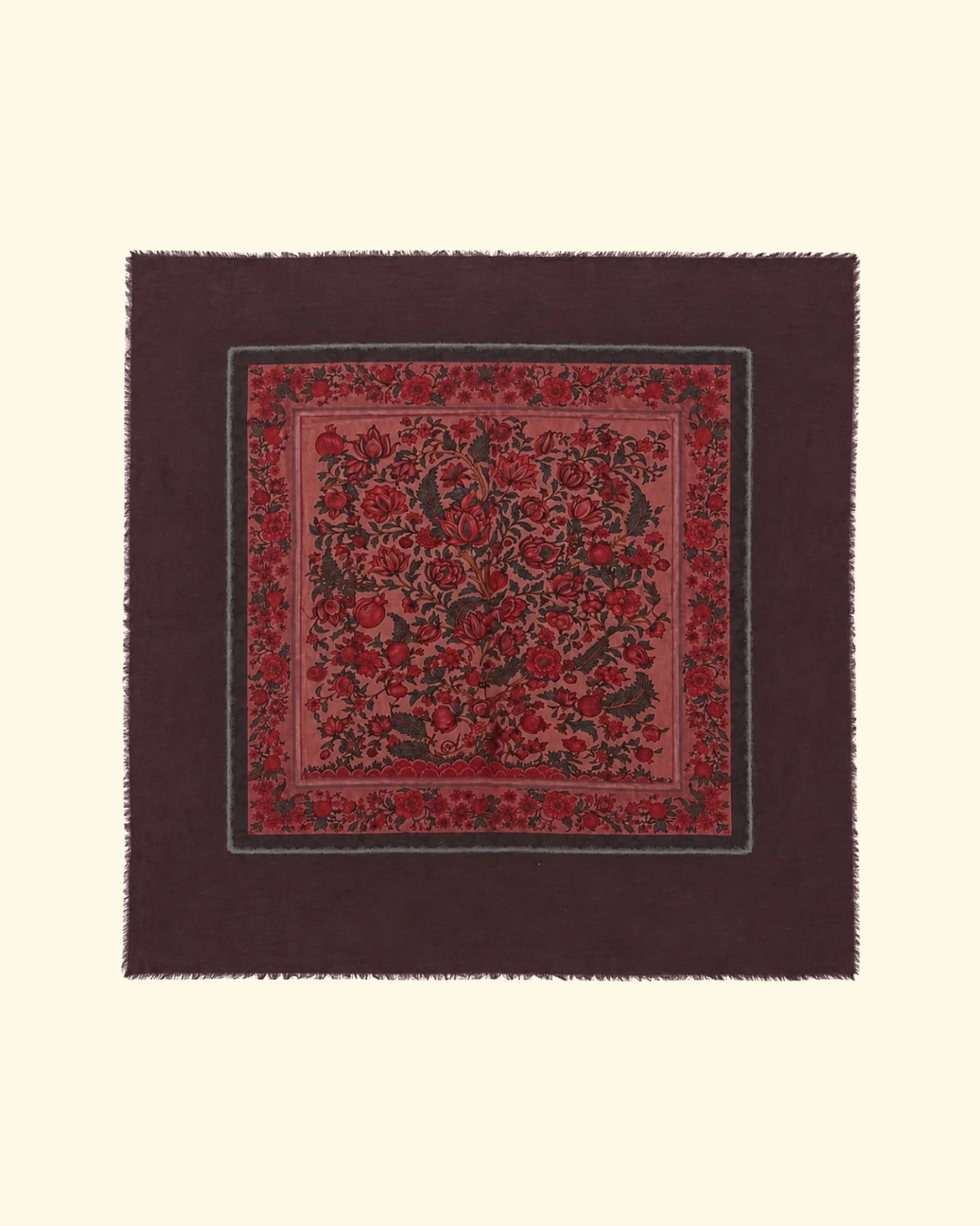 Hand Painted Foulard Scarf | Bordeaux