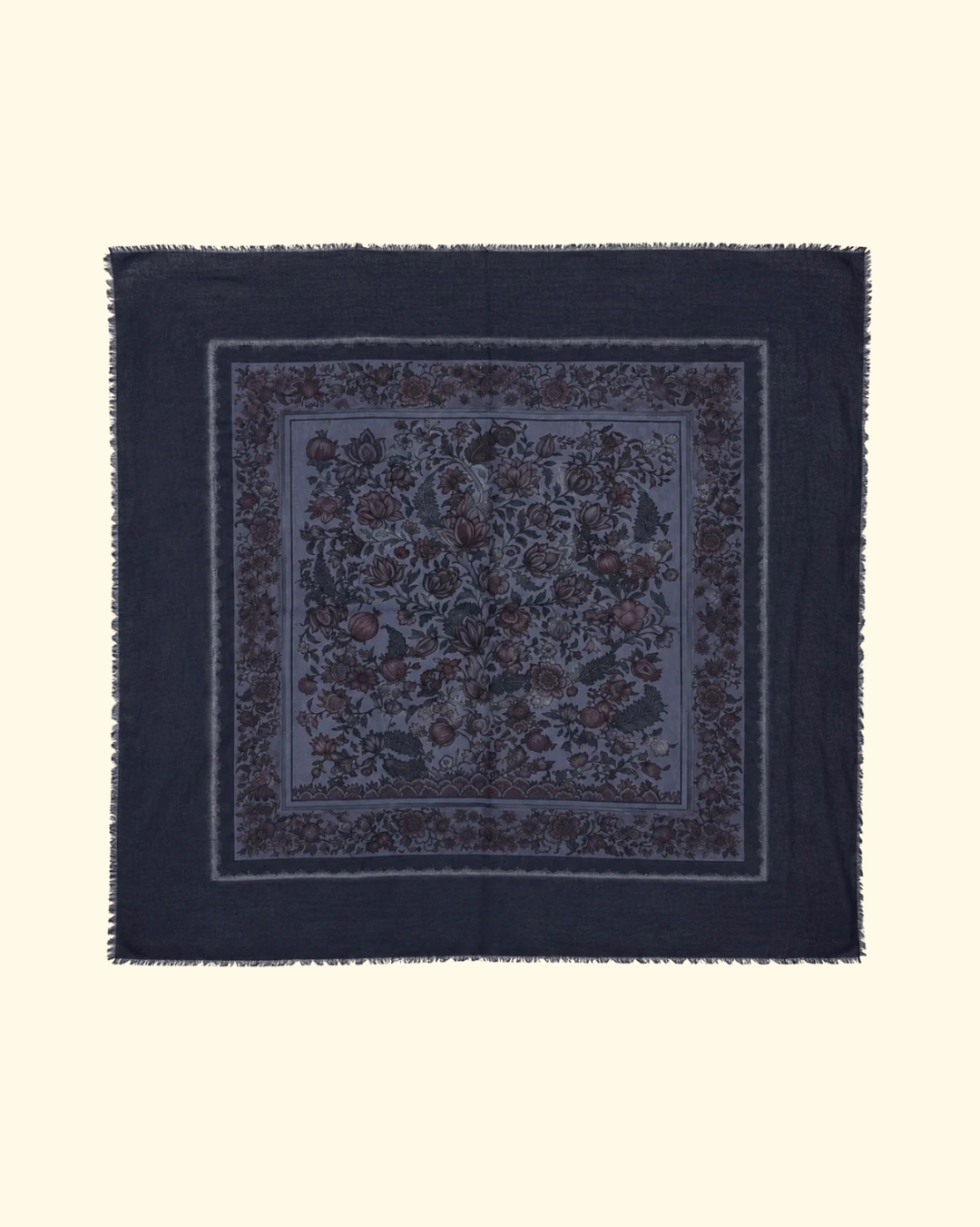 Hand Painted Foulard Scarf | Navy