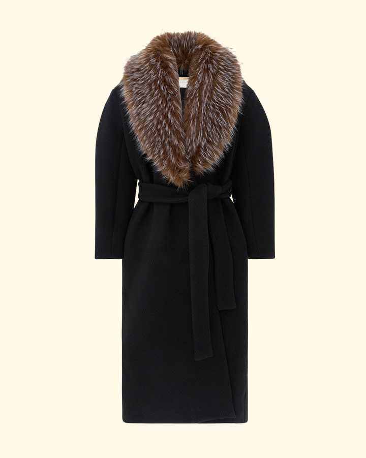 Valiant Faux Fur Collar Coat | Black