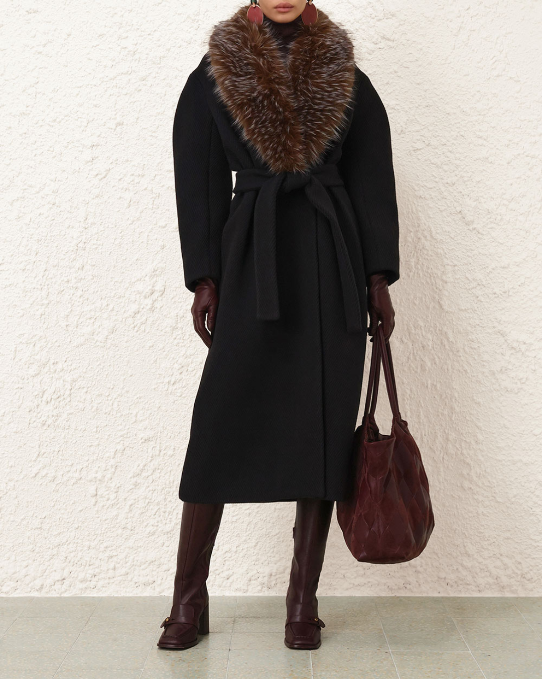 Valiant Faux Fur Collar Coat | Black