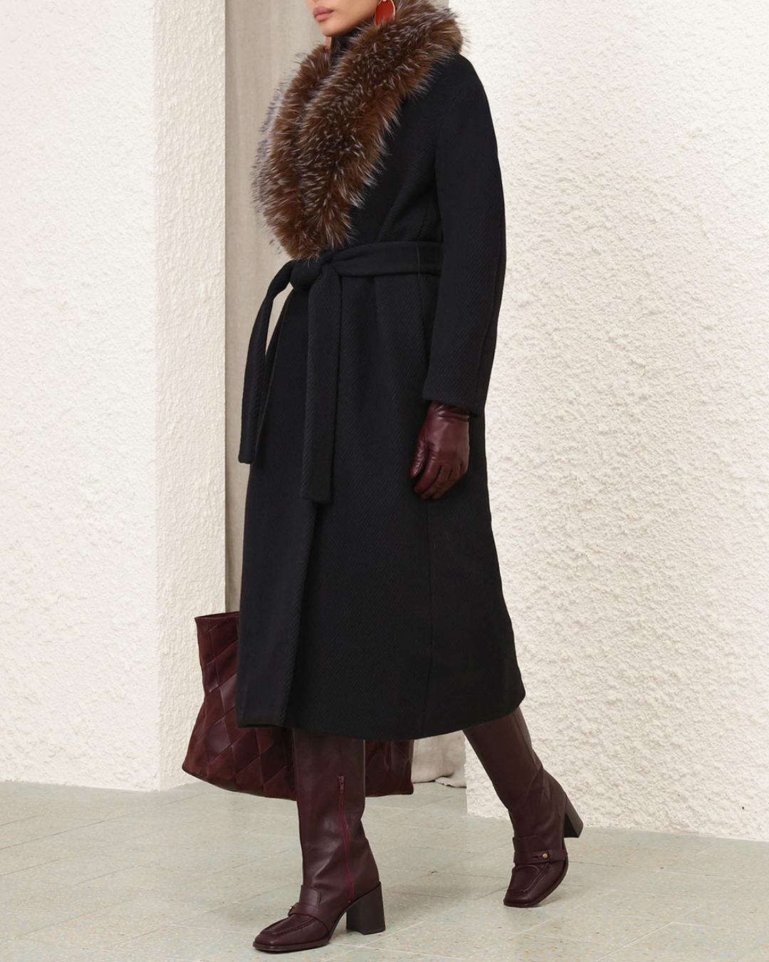 Valiant Faux Fur Collar Coat | Black