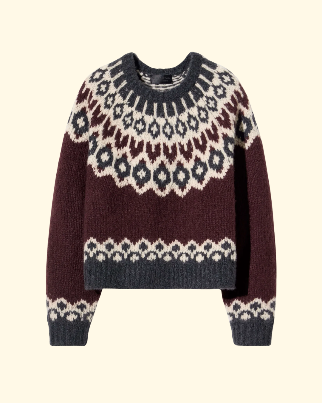 Isaline Fair Isle Sweater | Burgundy Fairisle