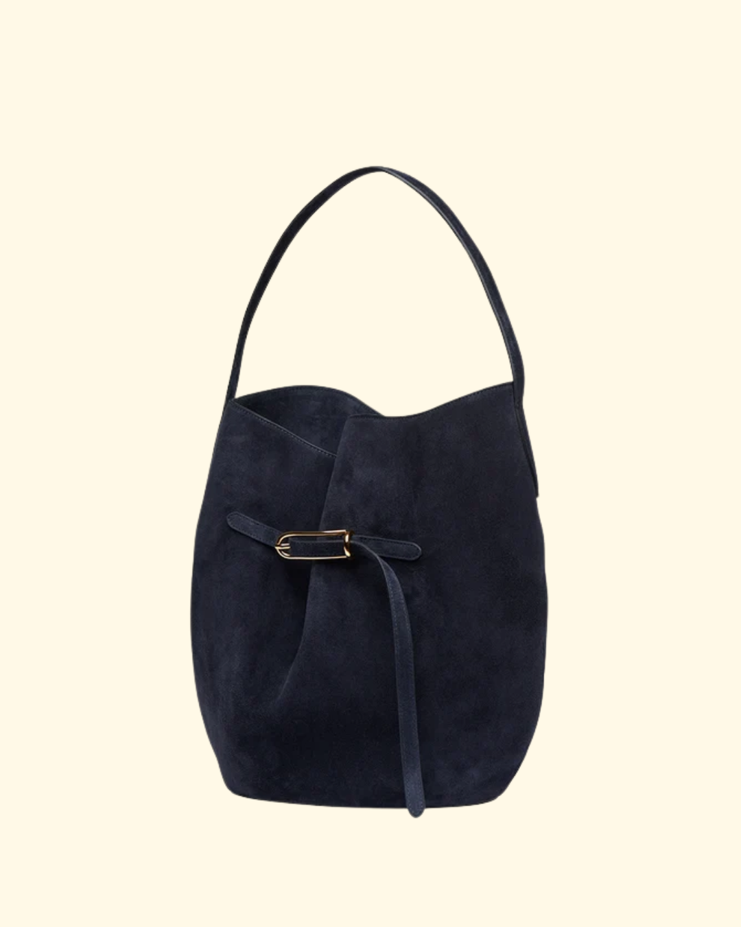 Belted Bucket Bag Large | Navy Suede