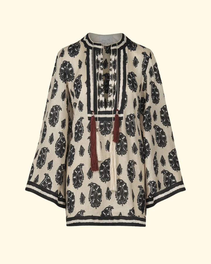 Caretaker Of The Jungle Tunic | Ecru/ Black