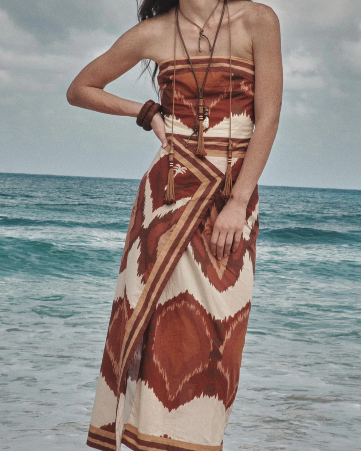 Anciente Peru Dress | Ecru/ Wine