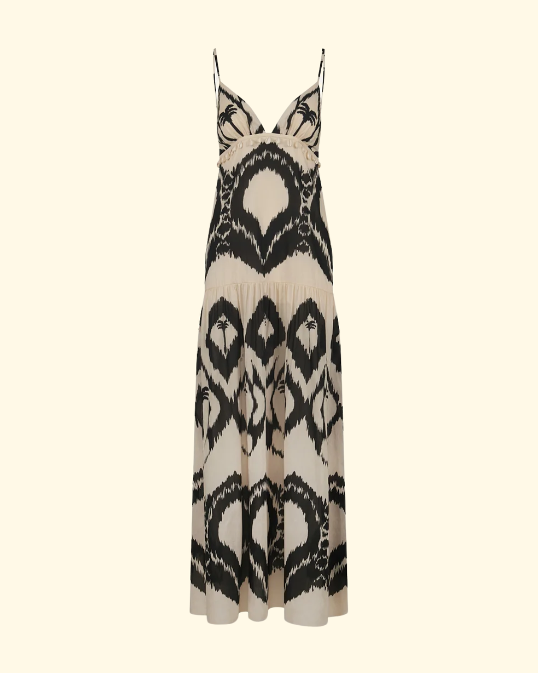Zea Palm Maxi Dress | Ecru/ Black
