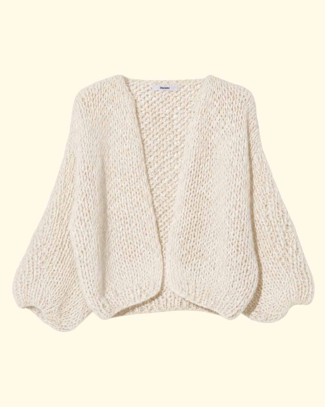 Chunky Alpaca Bomber Cardigan | Creme