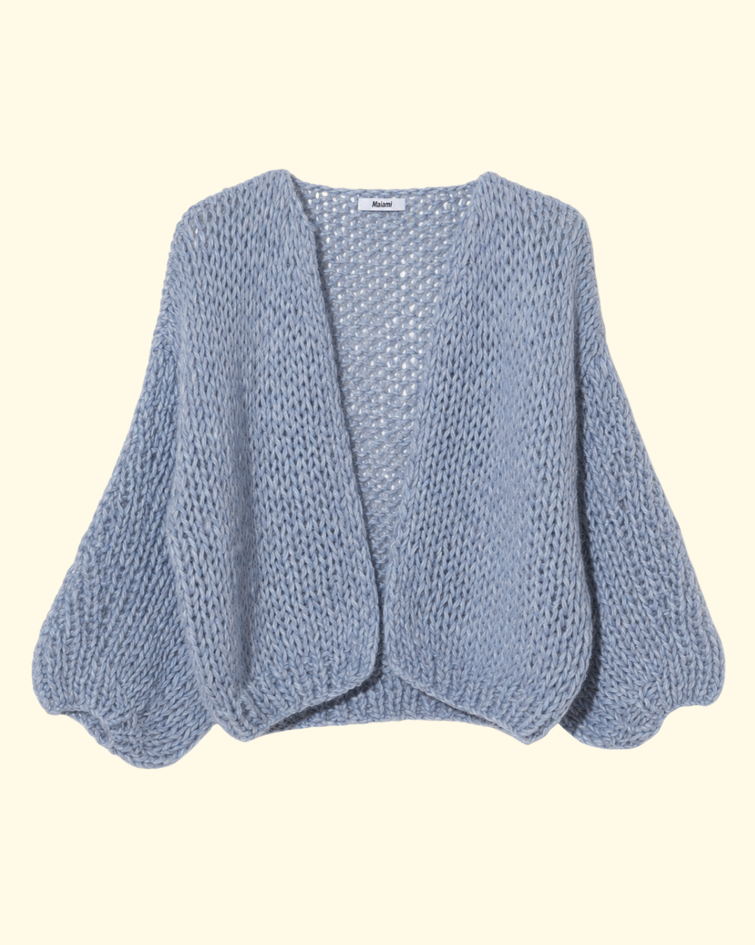 Chunky Alpaca Bomber Cardigan | Light Blue Melange
