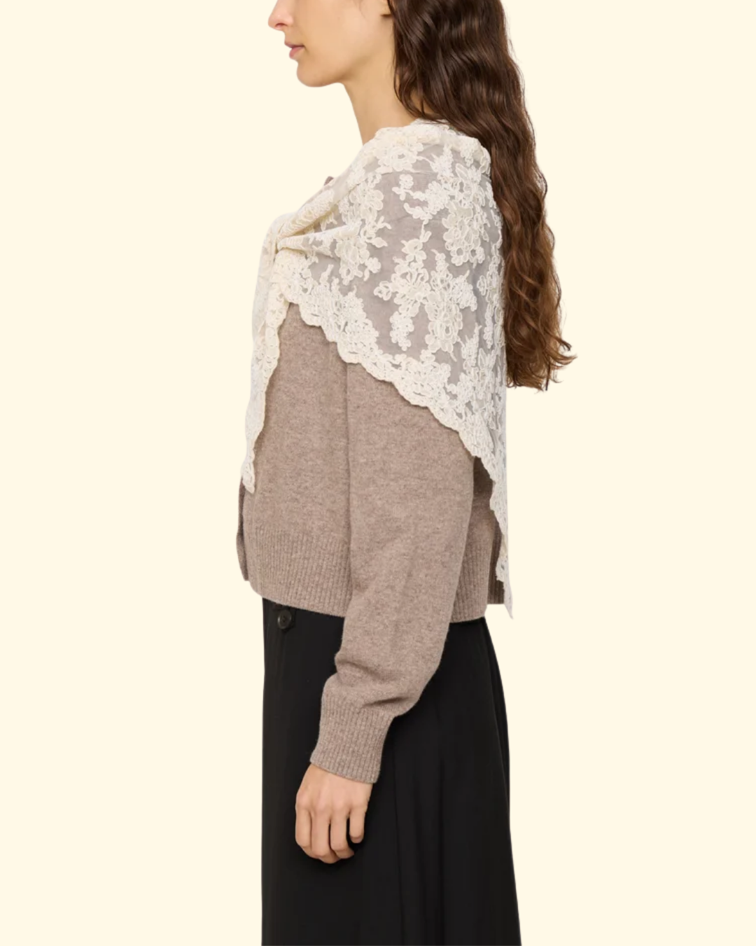 Kirra Lace Cardigan w/ Scarf | Taupe