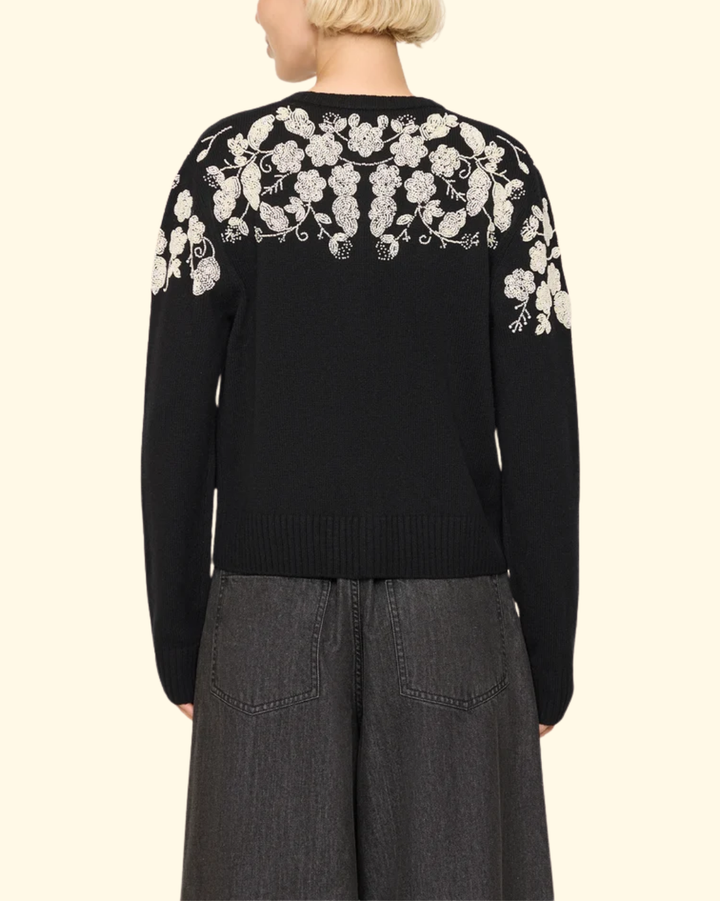 Shiloh Embroidered Cardigan | Black