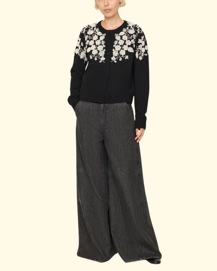 Shiloh Embroidered Cardigan | Black