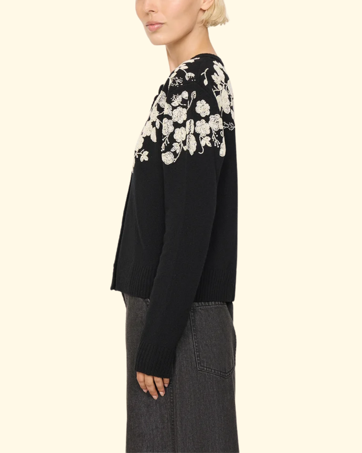Shiloh Embroidered Cardigan | Black