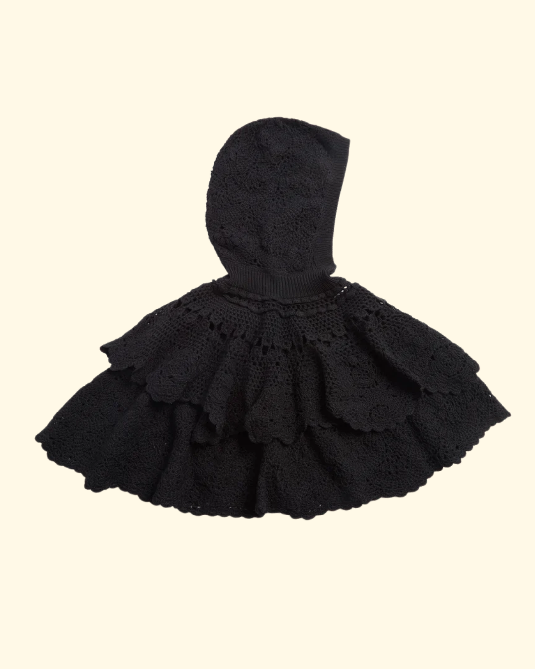 Wright Knit Crochet Poncho | Black
