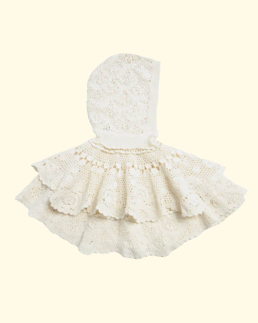 Wright Knit Crochet Poncho | Cream