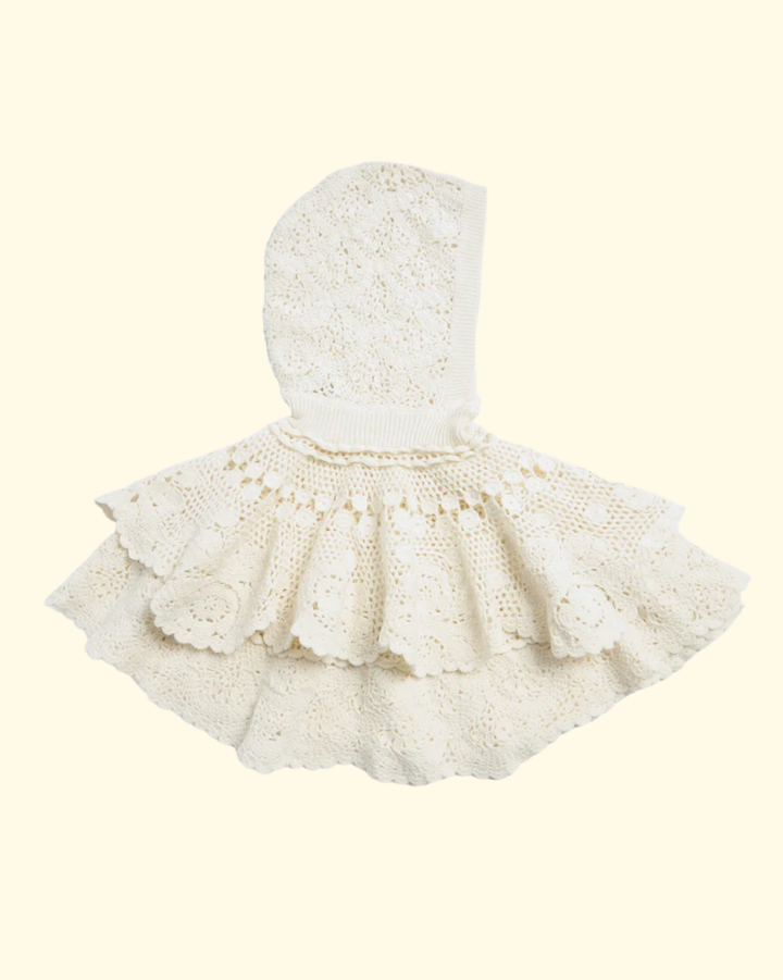Wright Knit Crochet Poncho | Cream