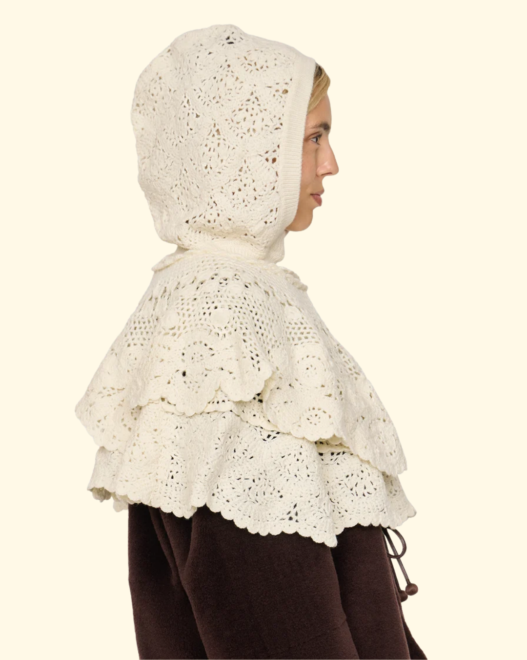 Wright Knit Crochet Poncho | Cream