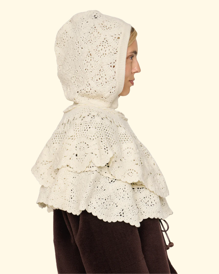 Wright Knit Crochet Poncho | Cream