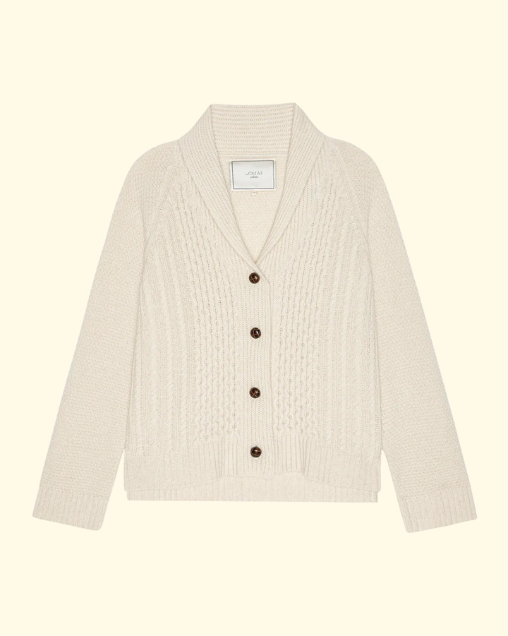 The Cashmere Cable Lodge Cardigan | Cream