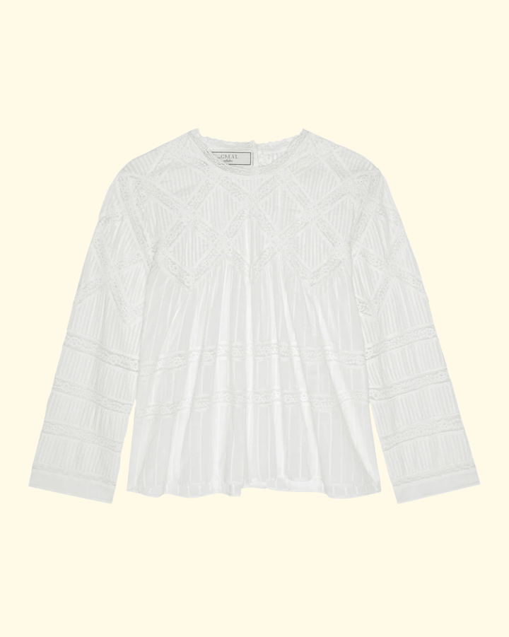 The Lattice Victorian Top | White
