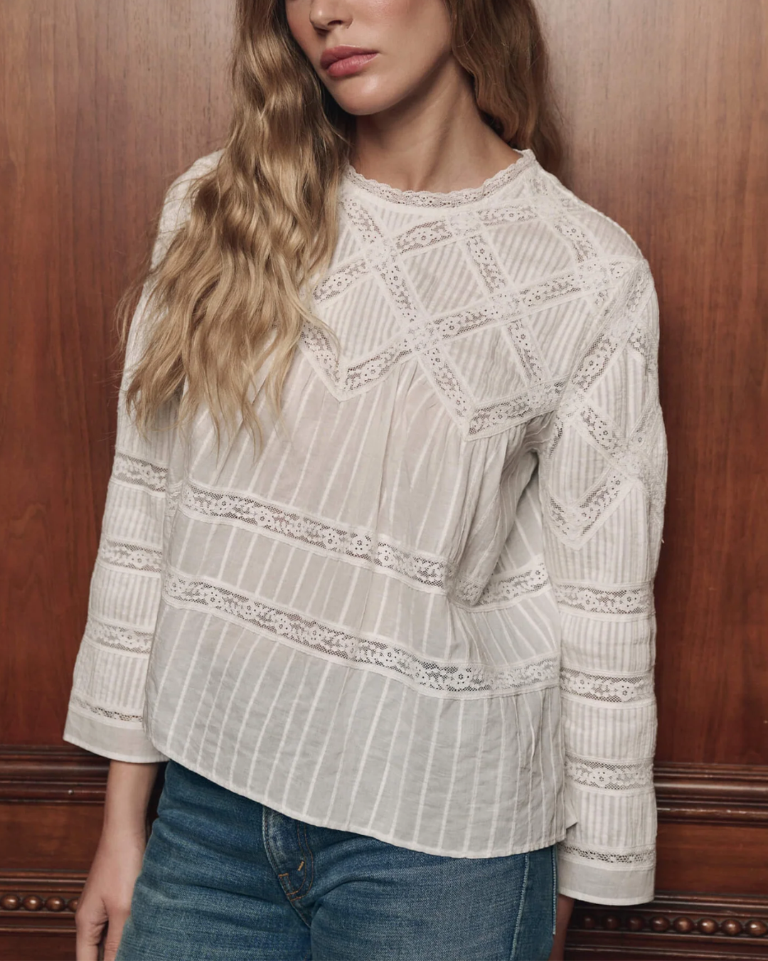 The Lattice Victorian Top | White
