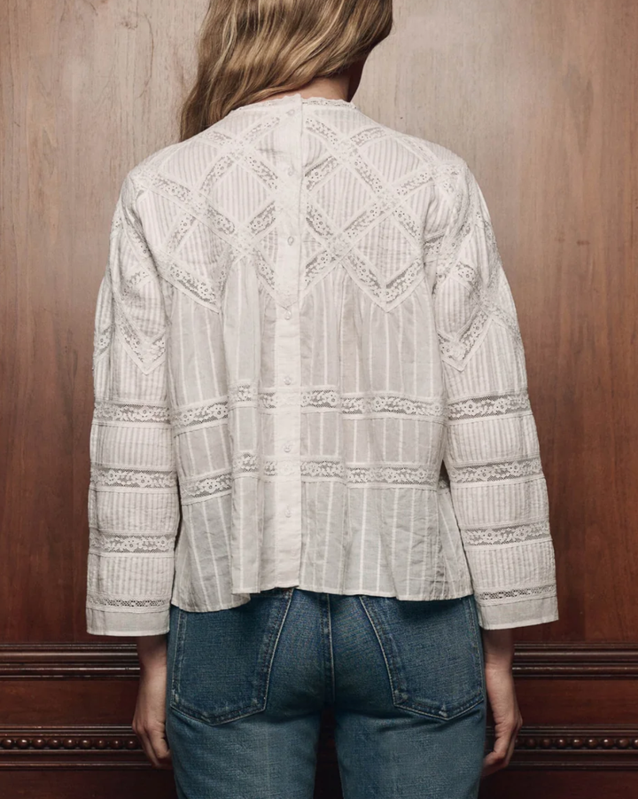 The Lattice Victorian Top | White