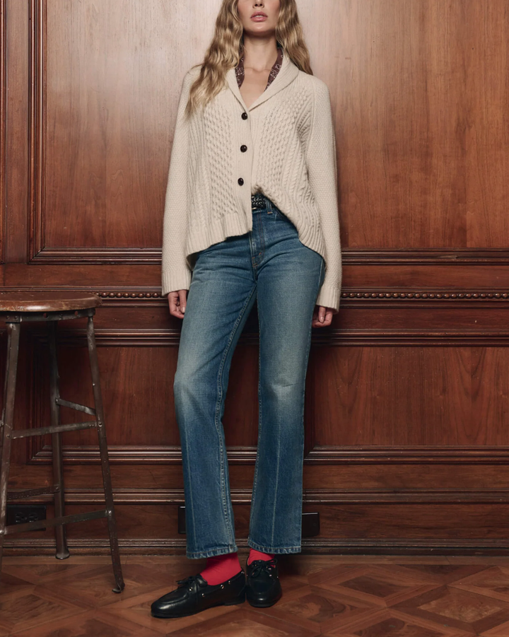 The Cashmere Cable Lodge Cardigan | Cream