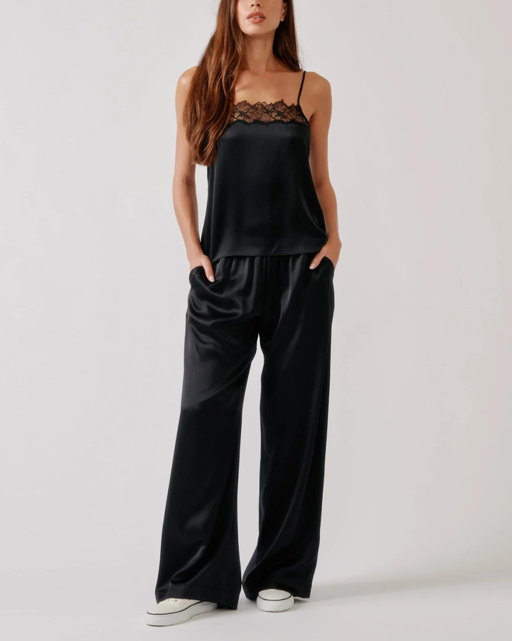 Haya Lace Trim Square Neck Cami | Black