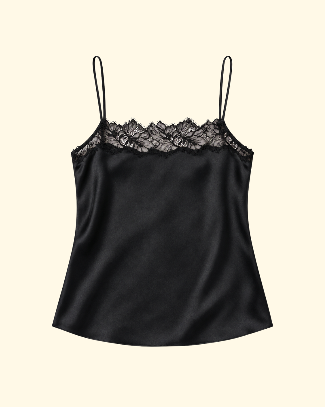 Haya Lace Trim Square Neck Cami | Black