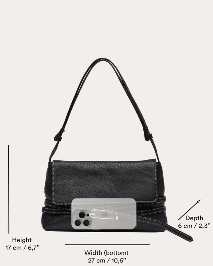 Belted Shoulder Bag | Navy Suede