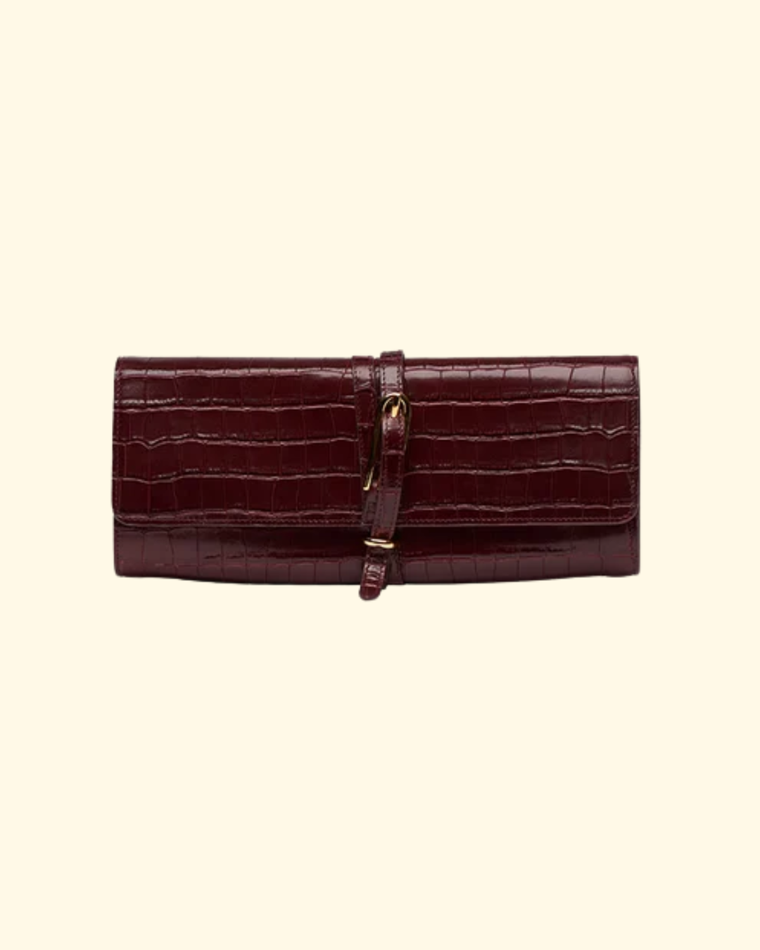 Belted Clutch Bag | Burgandy Croc