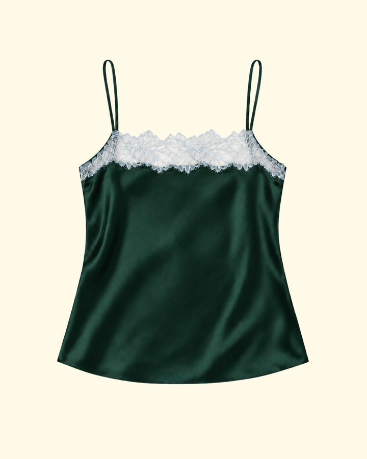 Haya Lace Trim Square Neck Cami | Hunter Green