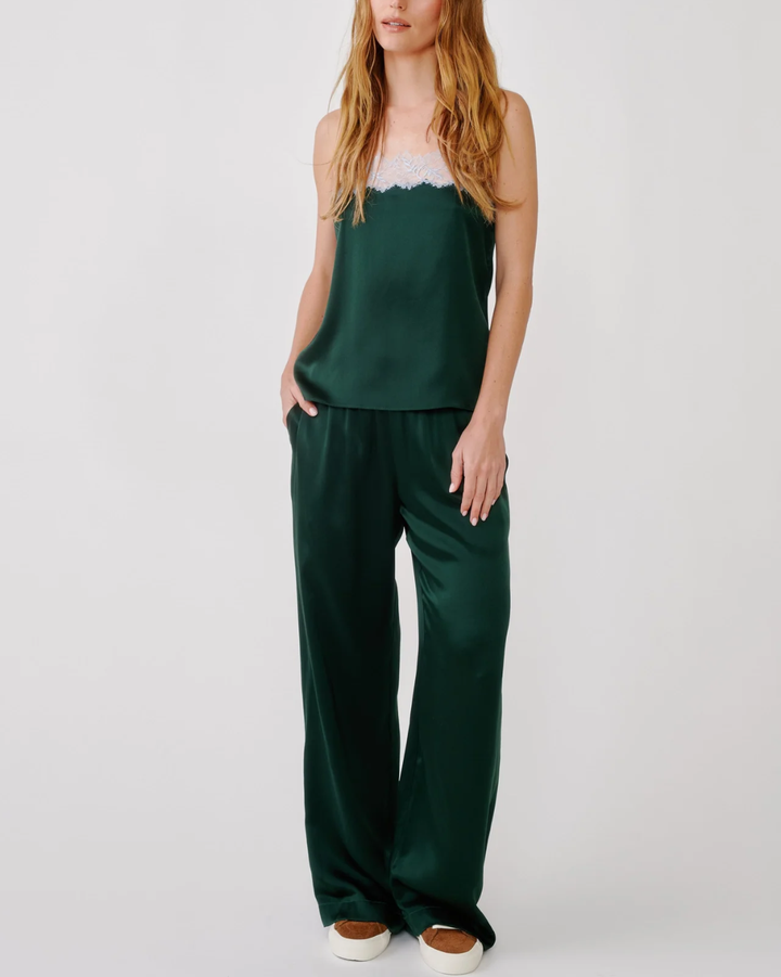 Haya Lace Trim Square Neck Cami | Hunter Green