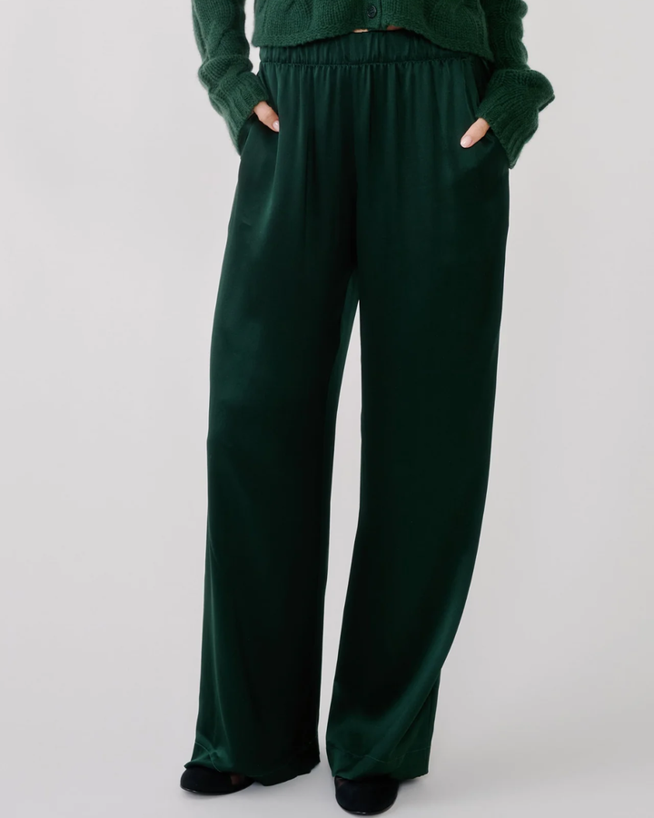 Brynn High Rise Wide Leg Pant | Hunter Green