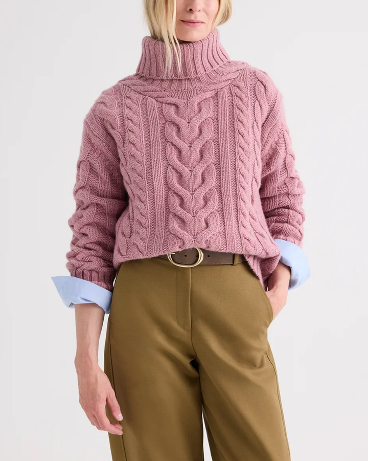 Traveling T Neck Sweater | Plum