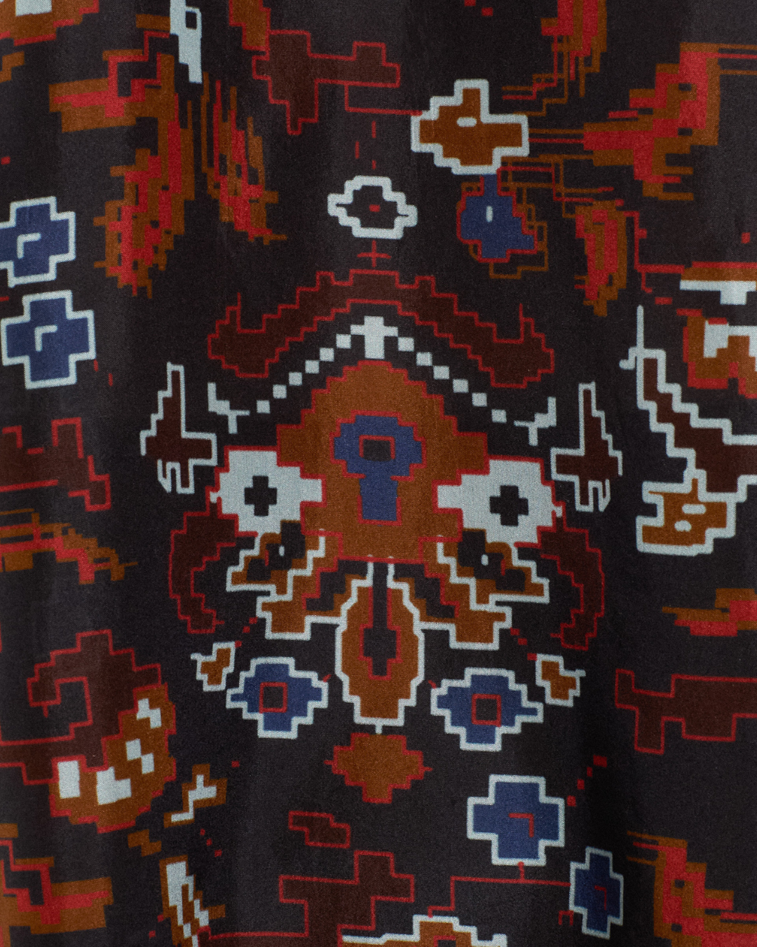 Emery Indigo Kilim Silk Shirt | Dark Blue