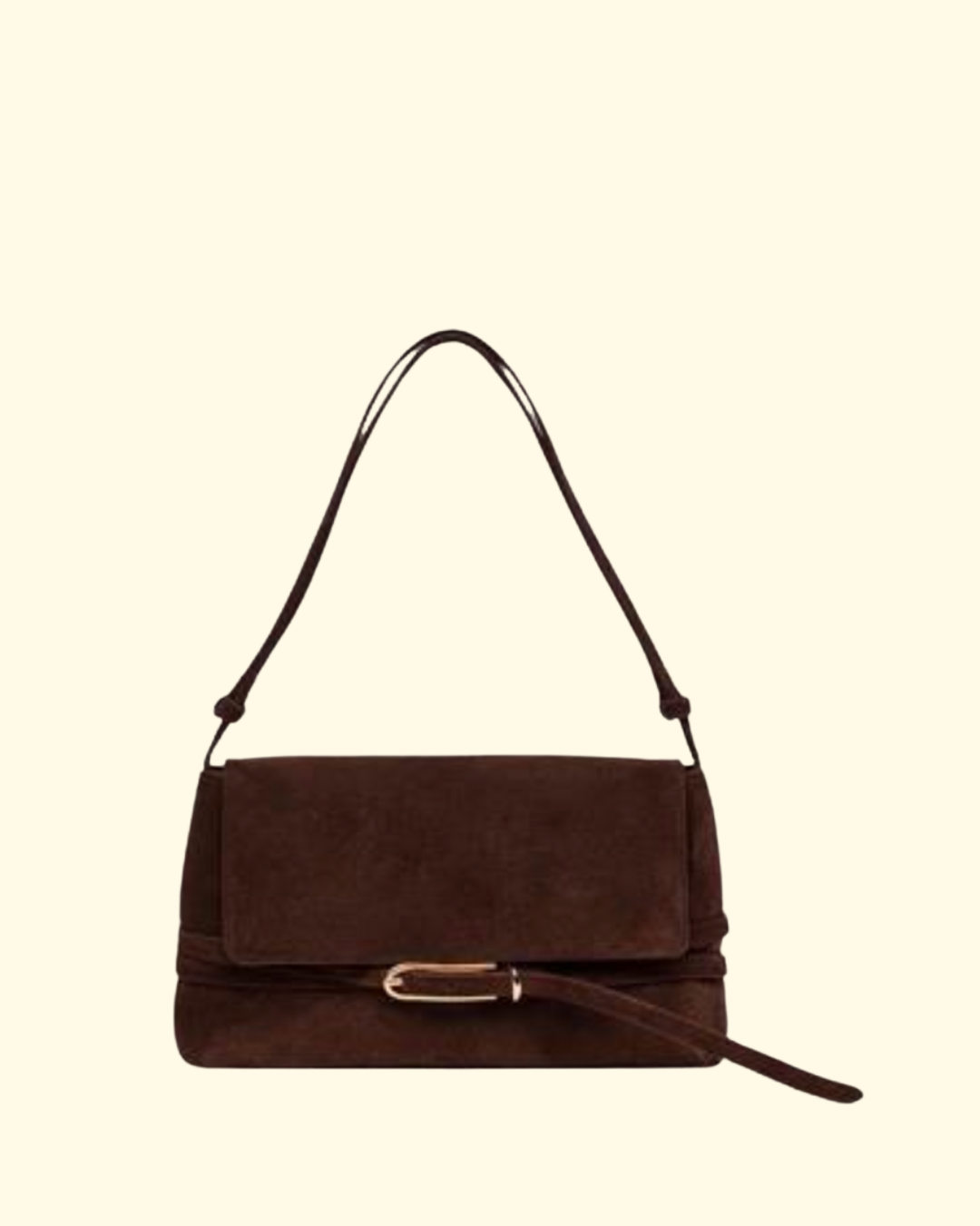 Belted Shoulder Bag | Dark Brown Suede