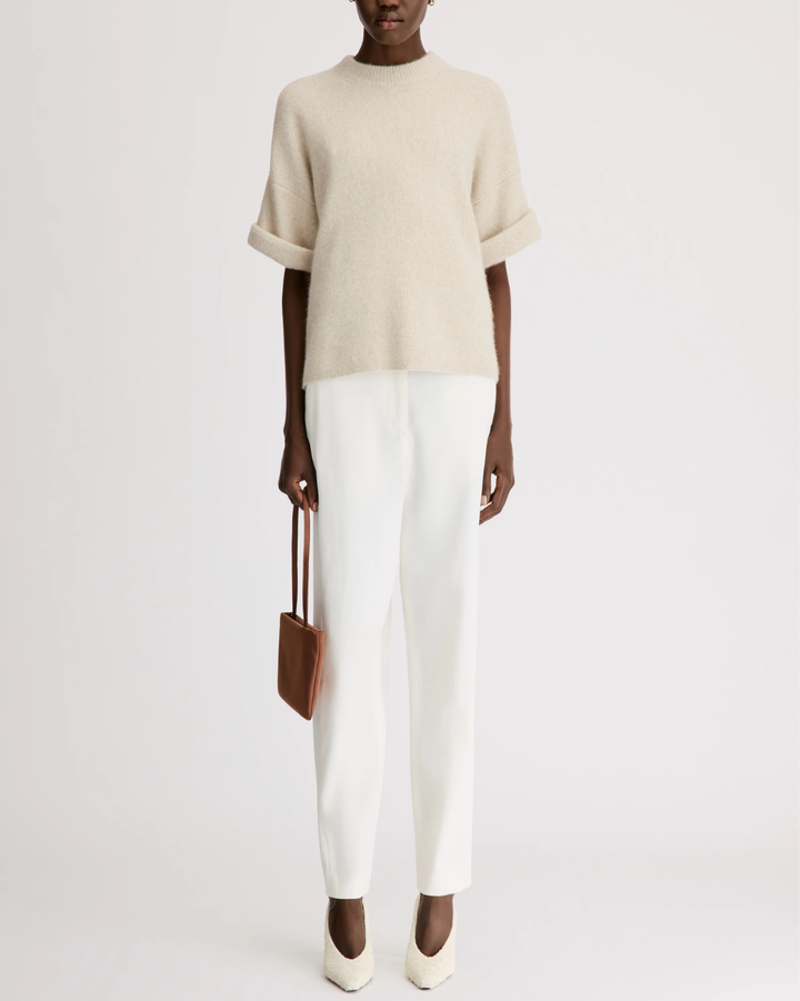 Tamia Rolled Sleeve Top | Stone Melange