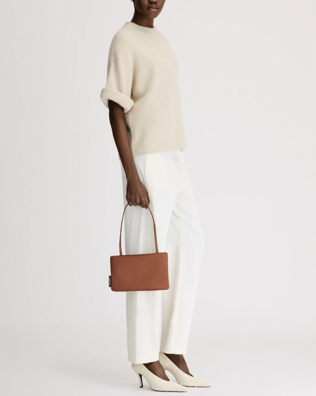 Tamia Rolled Sleeve Top | Stone Melange
