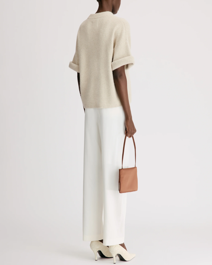 Tamia Rolled Sleeve Top | Stone Melange