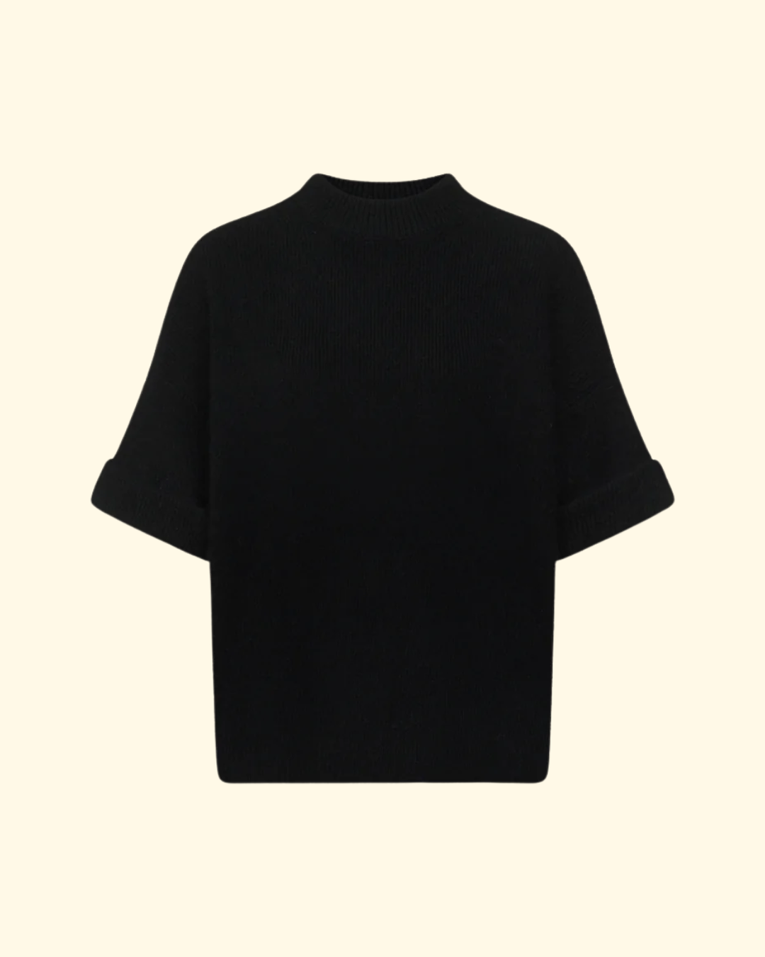 Tamia Rolled Sleeve Top | Black
