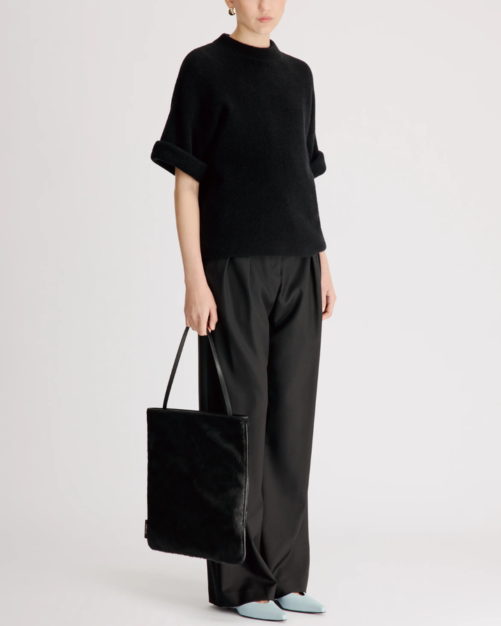 Tamia Rolled Sleeve Top | Black