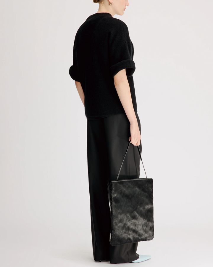 Tamia Rolled Sleeve Top | Black