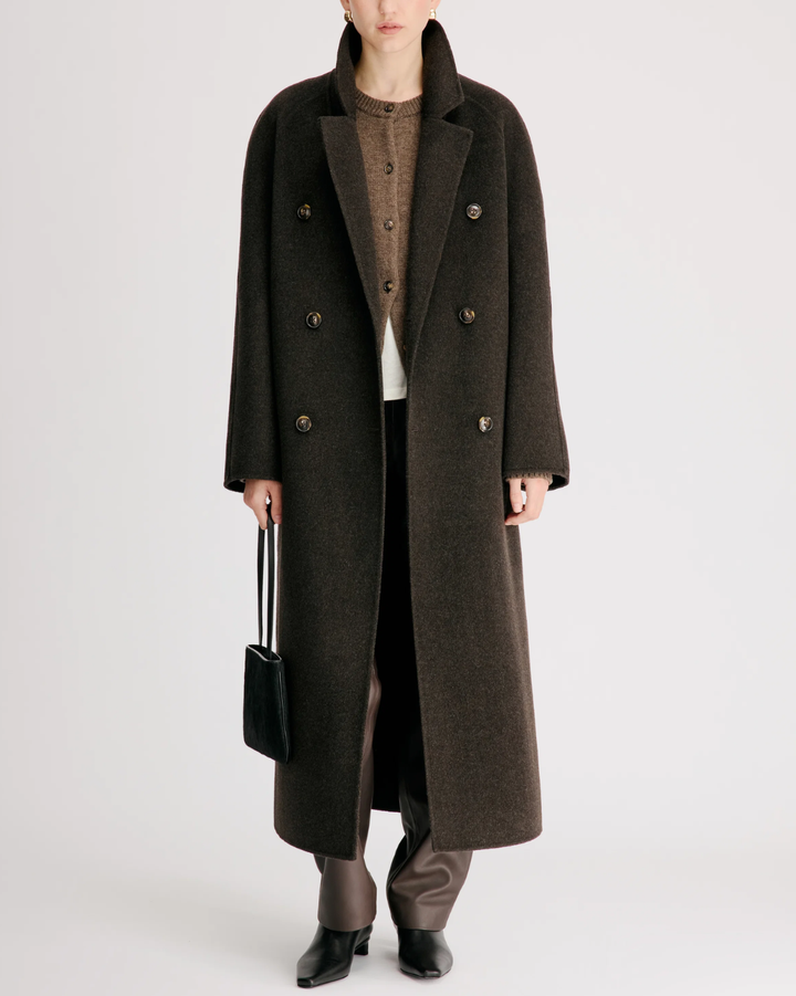 Irvin Double Breasted Coat | Brown Melange
