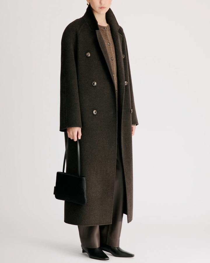 Irvin Double Breasted Coat | Brown Melange
