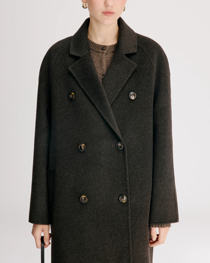 Irvin Double Breasted Coat | Brown Melange