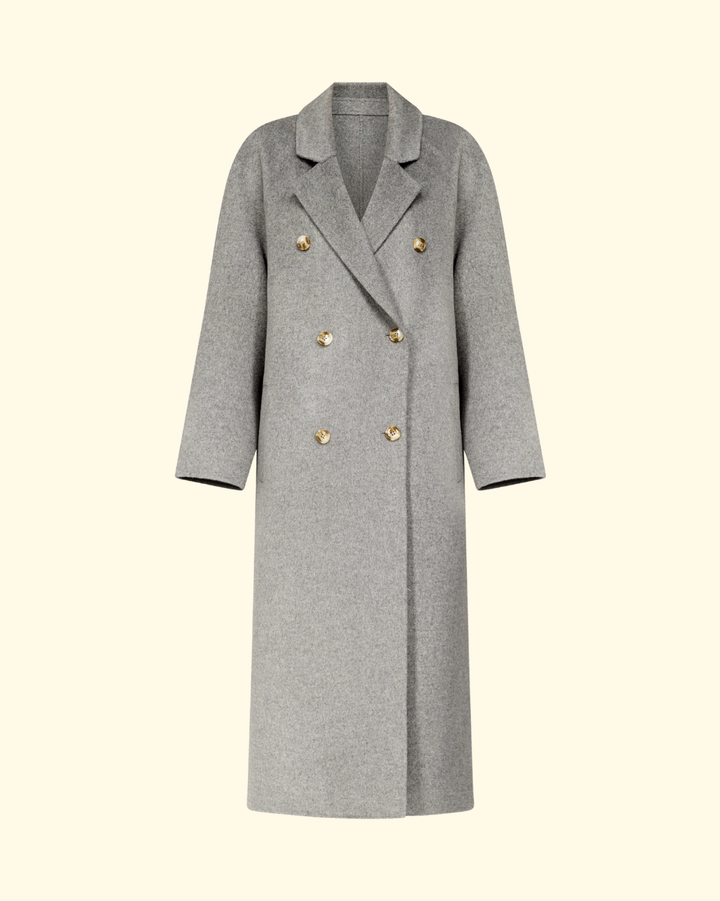 Irvin Double Breasted Coat | Grey Melange