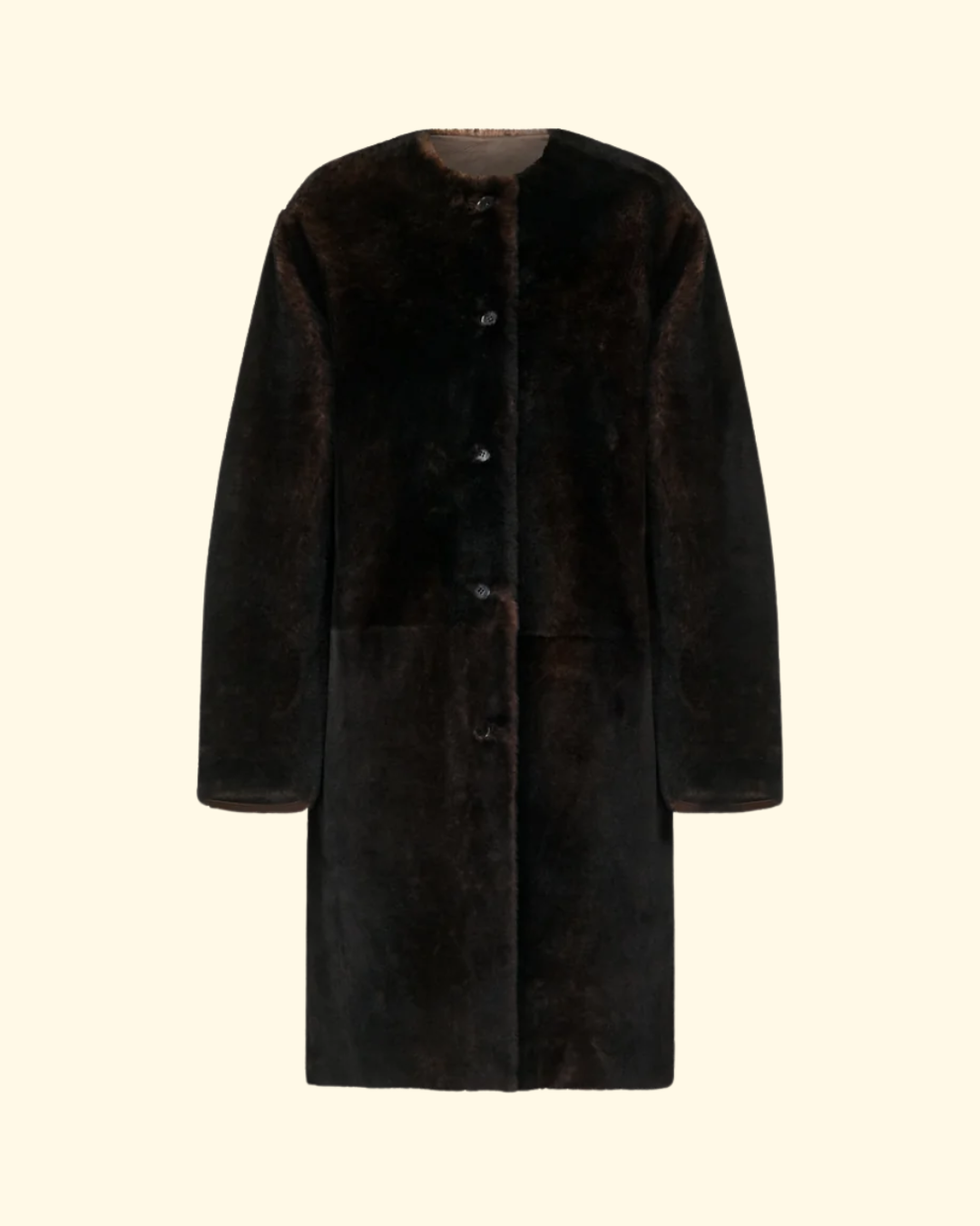 Elba Reversible Merino Shearling Coat | Dark Brown